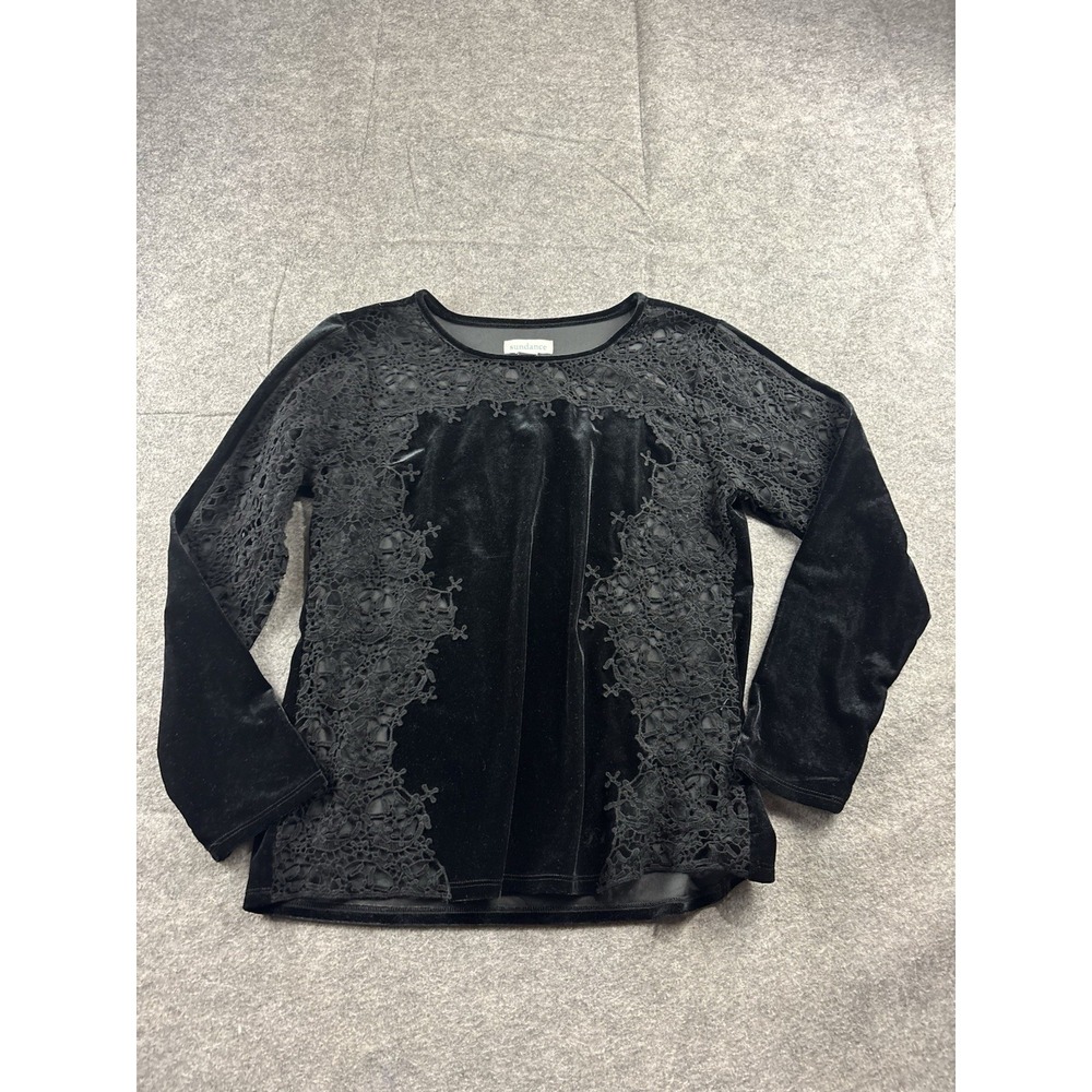 Sundance Embroidered Velvet Black Blouse Romantic Goth Whimsygoth Women's PS